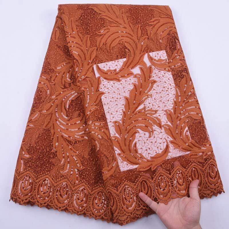 Miniatura 5 de SELCRAFT1 - Cordón de tela de encaje africano de seda de leche con lentejuelas, malla francesa, malla de encaje de Dubái, diseño de tul africano,