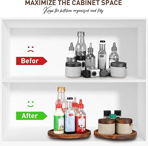 Miniatura 5 de Mumufy Lazy Susan - Organizador redondo para tocadiscos Lazy Susan, 6 unidades, bandeja giratoria para encimera de cocina, despensa, mesa,