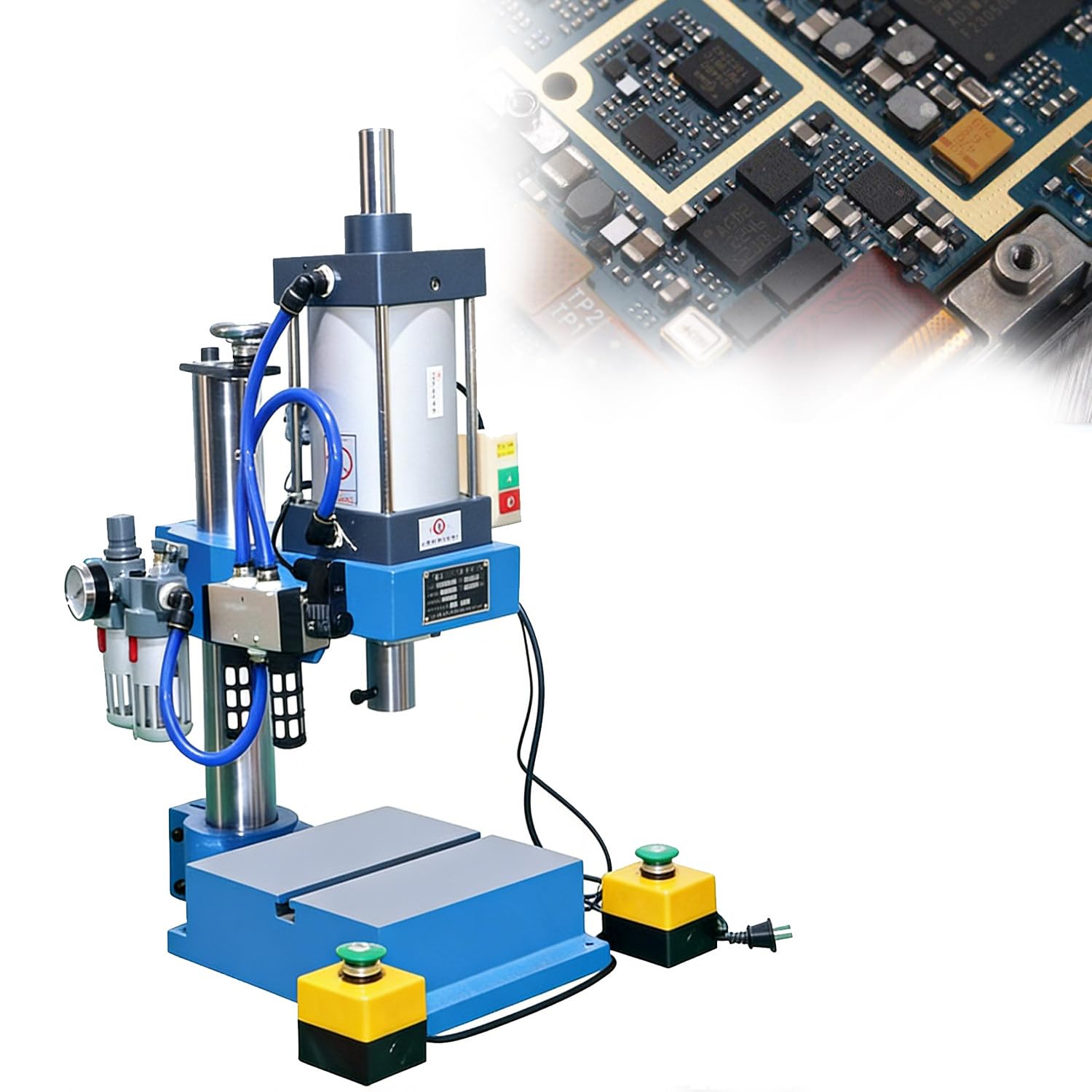 CelyToe High Precision Pneumatic Stamping Machine Desktop Pneumatic Punch Press Pneumatic Press Machine with 4 Optional Configurations for Workshop Bearing Press Riveting & Plastic Molding B