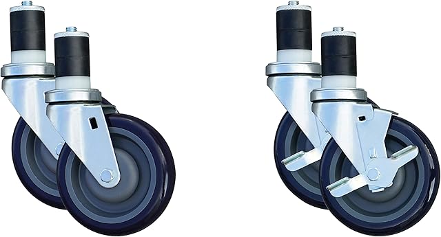 AmazonCommercial Expanding-Stem Wheels - Set of 4 with Brakes - 13 cm