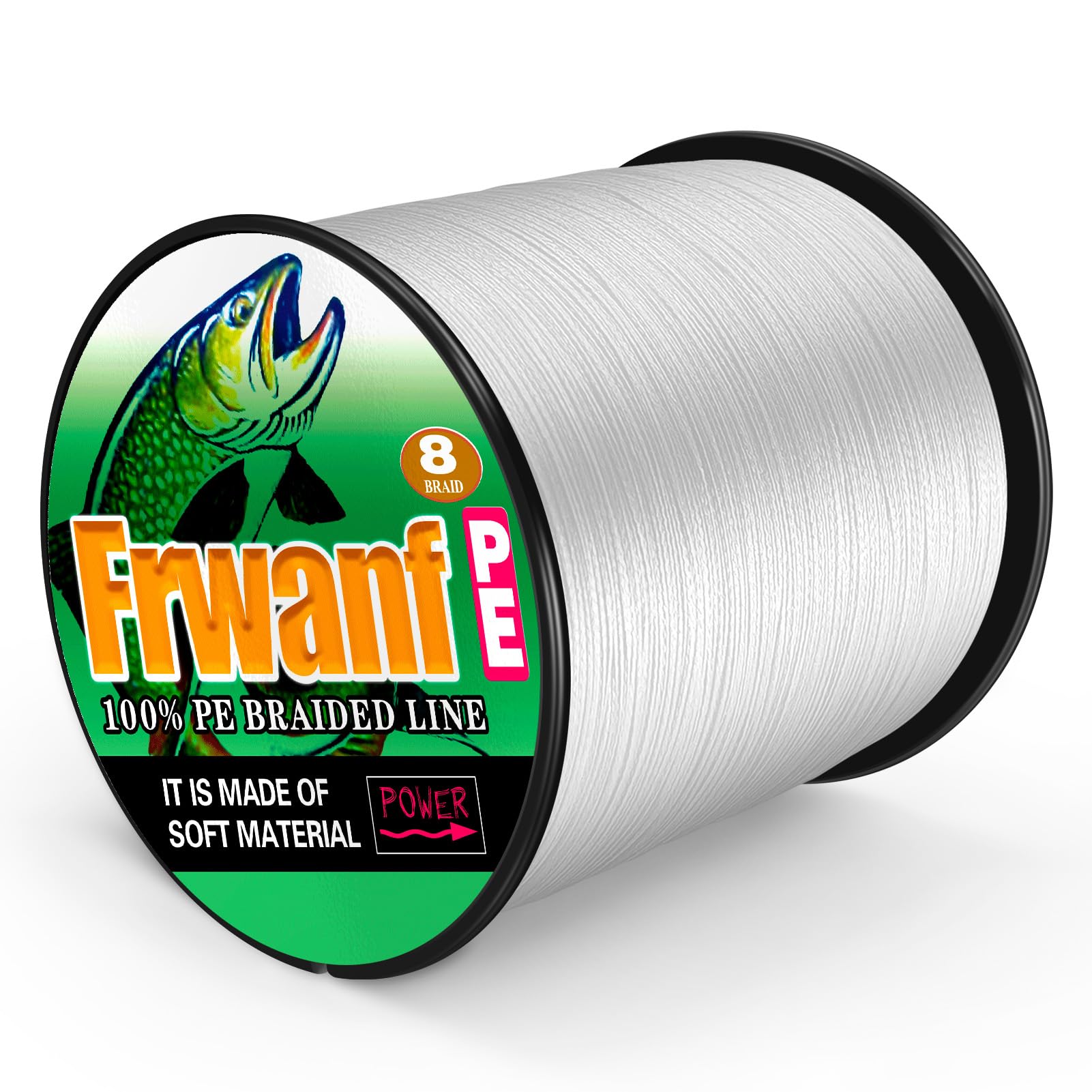 FRWANF 8 Strand Braided Fishing Line - Colorfast - Zero Stretch - High Strength - Abrasion Resistant Braided Line - Thousands of Choices in 9 Colors - Professional Performance in Salt or Fresh Water