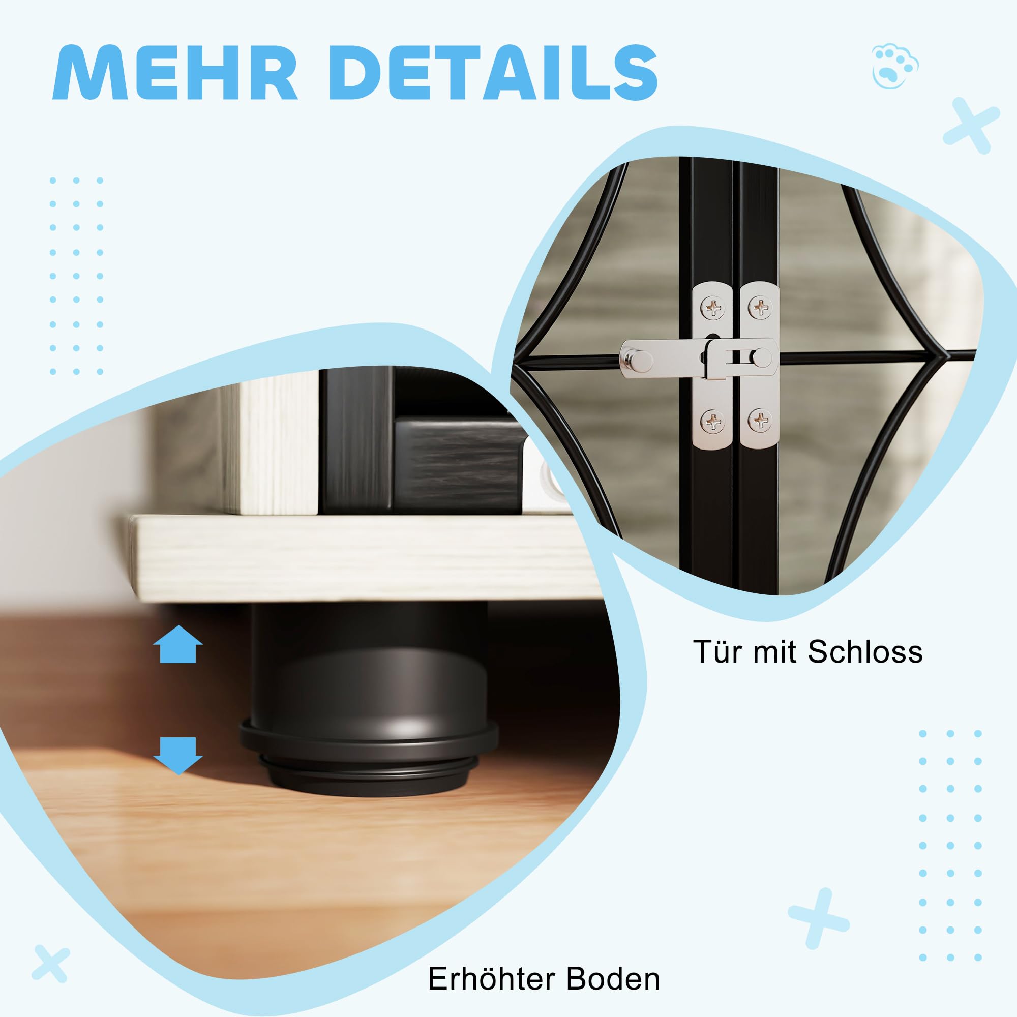 PawHut Hundekäfig Möbel 100cm Hundebox für Zuhause 100 x 60 x 73,5 cm Grau | Moderne Hundehütte, mit Kissen, Fenster, Abschließbar Hundehaus, für Große Hunde bis zu 30kg
