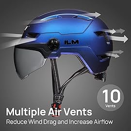 ILM Adult Bike Helmet with USB Rechargeable LED Front and Back Light Mountain&Road Bicycle Helmets for Men Women Removable Goggle Cycling Helmet E3-10L(Blue Purple, Large/X-Large)