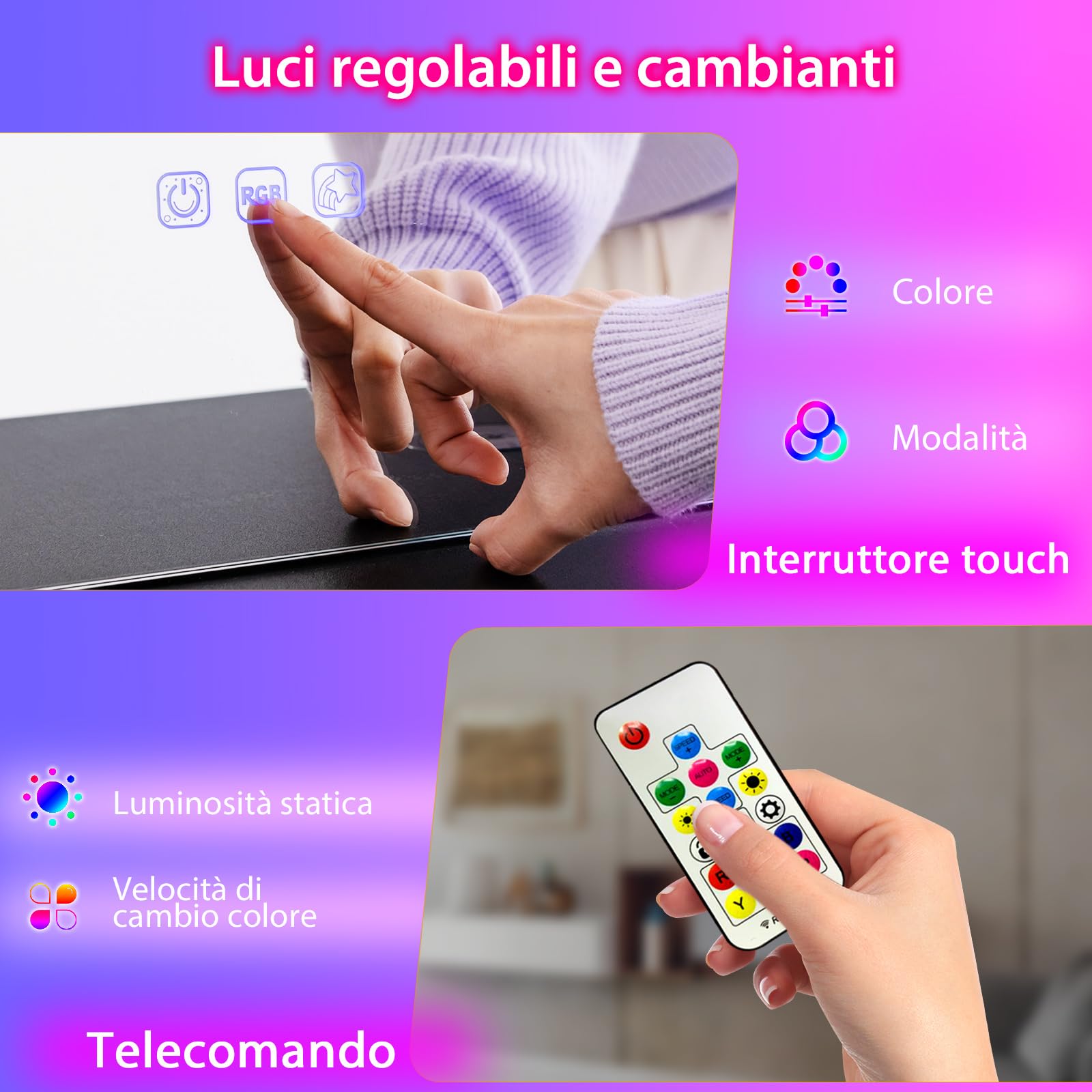COSTWAY Toeletta da Trucco con Luci, Set Tavolo da Trucco con Sgabello 4 Cassetti, 7 Colori Regolabili di Luce, Porte USB, Telecomando, per Soggiorno Camera da Letto (Nero)