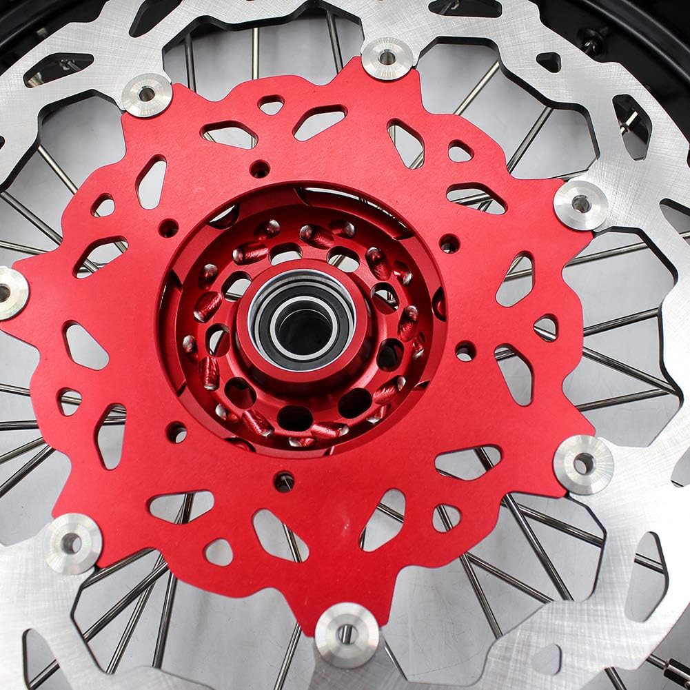 KKE 3.5/4.25x17'' Supermoto Dirt bike Cush Drive Wheels Rims,Tires Set Compatible with HONDA CRF250R 2004-2013, CRF450R 2002-2012