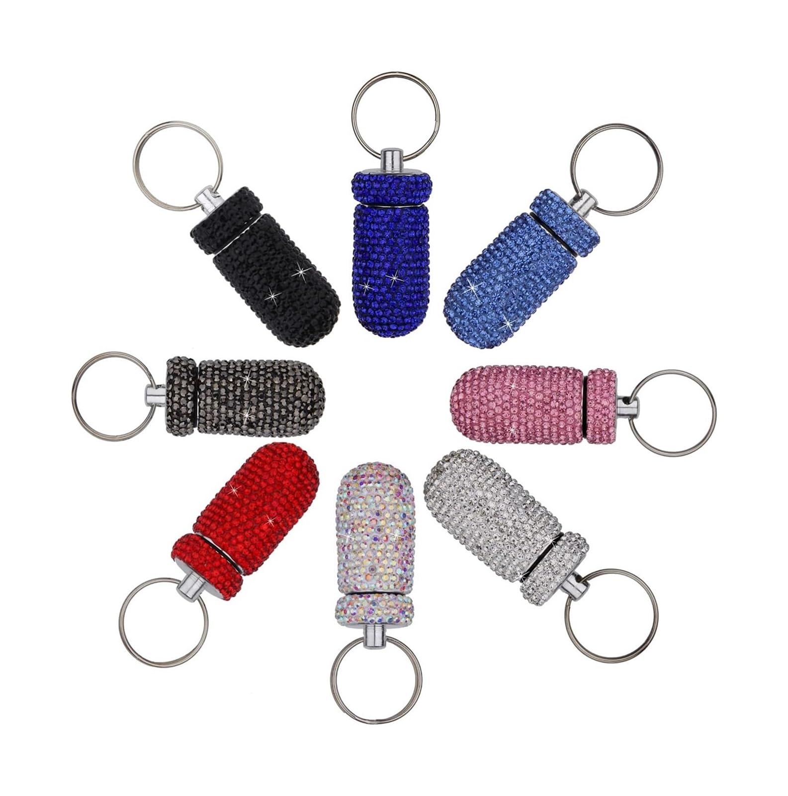 Llavero con estuche for pastillas, pastillero de aleación de aluminio, organizador portátil for tabletas de vitaminas y medicinas, pastillero colgante EDC de metal sin BPA (Size : 8 pcs)