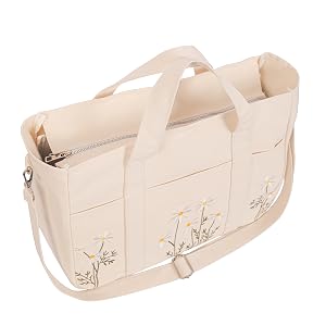 Large Tote Bag for Women Multi-Pockets Canvas Tote Purse Reusable Laptop Handbags for Travel Work Beach