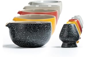 TEANAGOO Japanese Natural Rock Texture Matcha Chawan with Whisk Rest 18 OZ....