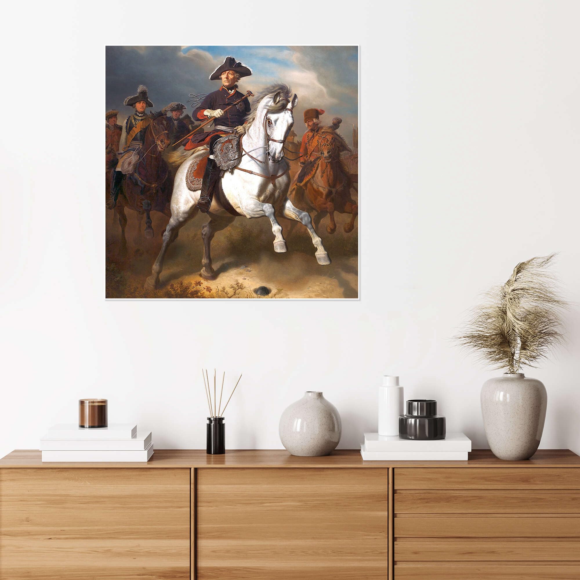 Posterlounge Federico il Grande a cavallo Poster | 100 x 100 cm di Wilhelm Camphausen Quadri Decorazione per pareti