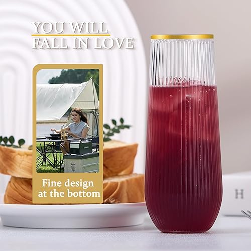 Miniatura 3 de Paquete de 48 copas de champán de plástico de 9 onzas, vasos desechables de plástico transparente sin tallo, vasos de plástico de mimosa, vasos de