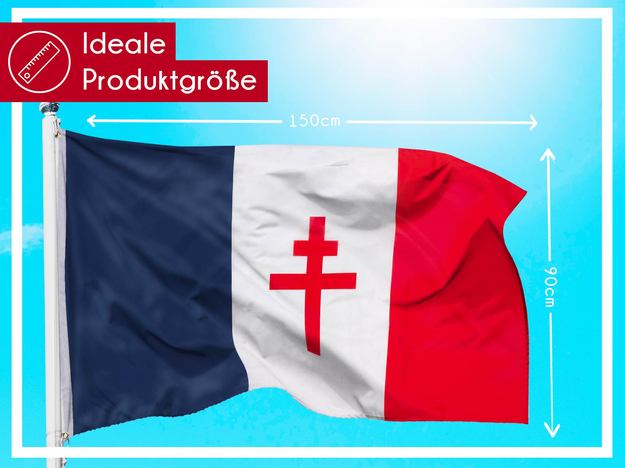 Bandiera Francia Libera 1940-1944 45x30 Cm - Movimento France Libre - De Gaulle - AZ FLAG