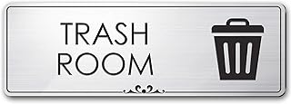 Trash Only Sign Office Room Recycle Trash Sign, Brushed Silver, Engraved, 3