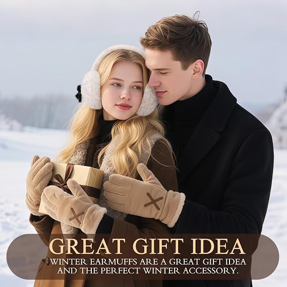 Valentines Day Gifts for Her Earmuffs for Women, Foldable & Fuzzy Ear Muffs for Outdoor Activities