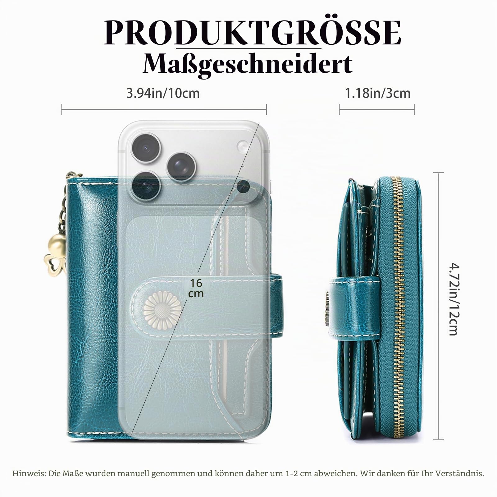 SENDEFN Geldbörse Damen Klein,Geldbeutel Frauen Leder, mit Münzfach Kleines Zipper Brieftasche Kartenhalter mit RFID Blocker