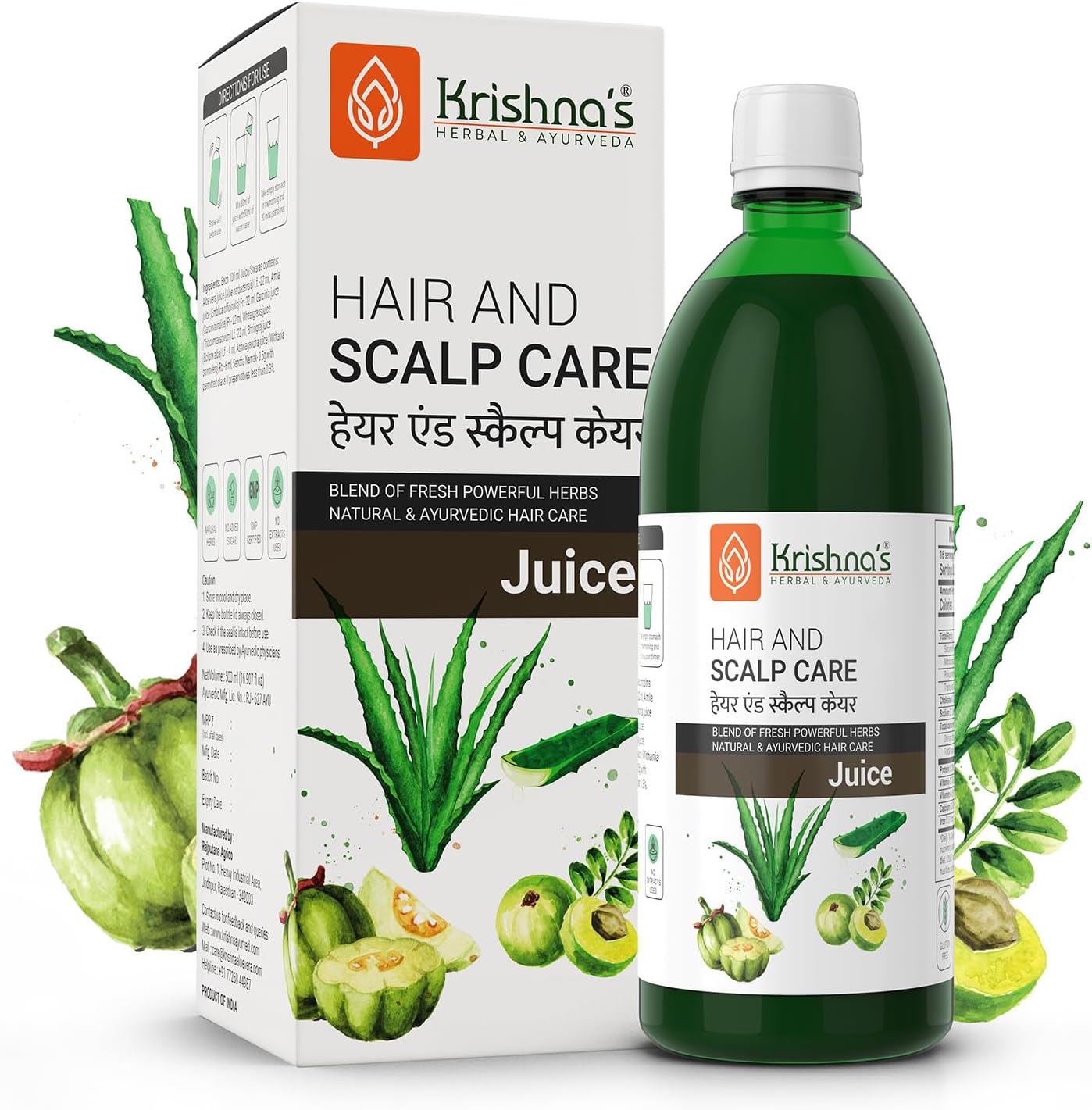 Hair & Scalp Care Juice 1000 Ml,Hair Care Juice For Hair Growth & Hair Fall Control,Blend Of 7+ Ayurvedic Herbs,No Artificial Colors,Flavours & Sugars,Use 60 Days
