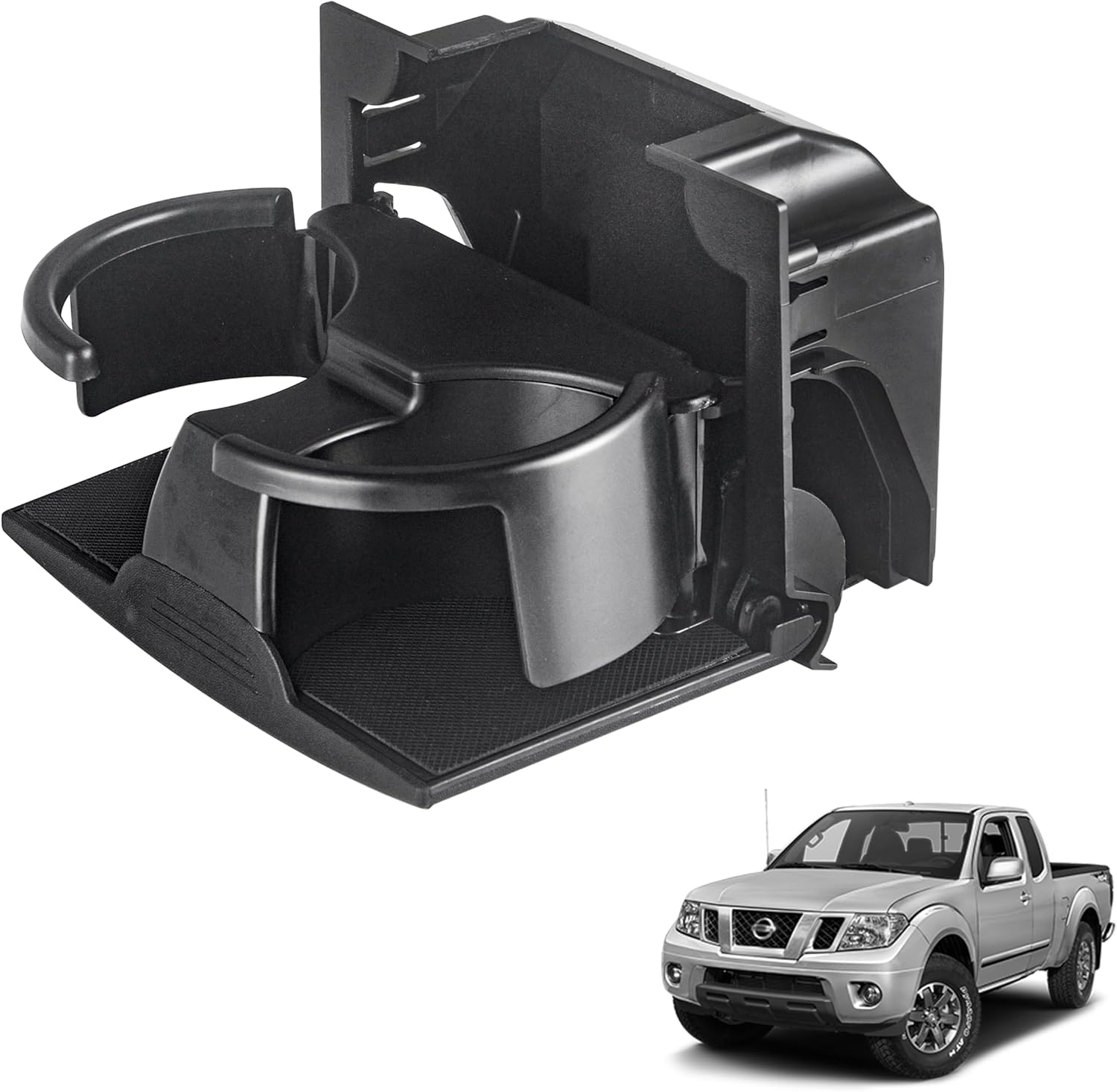 Black Rear Seat Cup Holder Insert Console Box Assembly for Nissan Pathfinder 2005-2012, Frontier 2005-2019, Nissan Xterra 2005-2015, Replacement OE# 96965-ZS00A 96965-ZP00C 96965-ZP00D