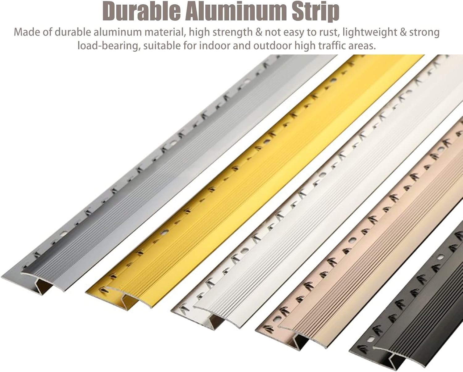 Carpet to Wood Floor Transition Strip - Metal Z Molding Doorway Threshold Edging Trim for Tile and Hardwood Flooring - Cuttable Design for Easy Installation