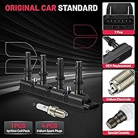 Vista 4 de BDFHYK 1 Paquete de Bobina de Encendido UF669 y 4 Bujías de Iridio XP3922 Compatible con Buick Encore, Chevy Cruze, Cruze Limited, Sonic, Trax, Volt