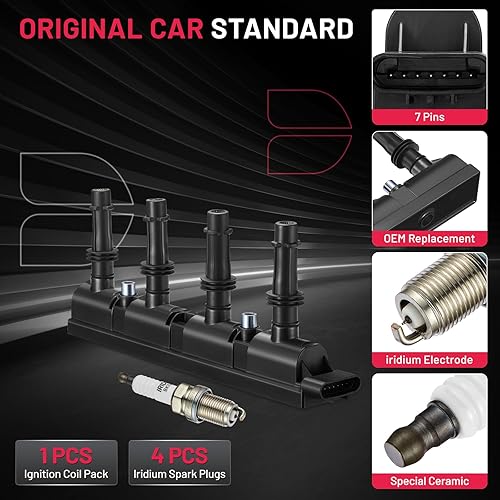 Miniatura 4 de BDFHYK 1 paquete de bobina de encendido UF669 y 4 bujías de iridio XP3922 compatibles con Buick Encore Chevy Cruze Cruze Limited Sonic Trax Volt