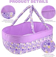 Vista 4 de BABESIDE Reborn Baby Dolls Moisés plegable para muñeca de bebé, cama de cuna suave para muñecas con asa para muñecas de 17 a 22 pulgadas (morado)