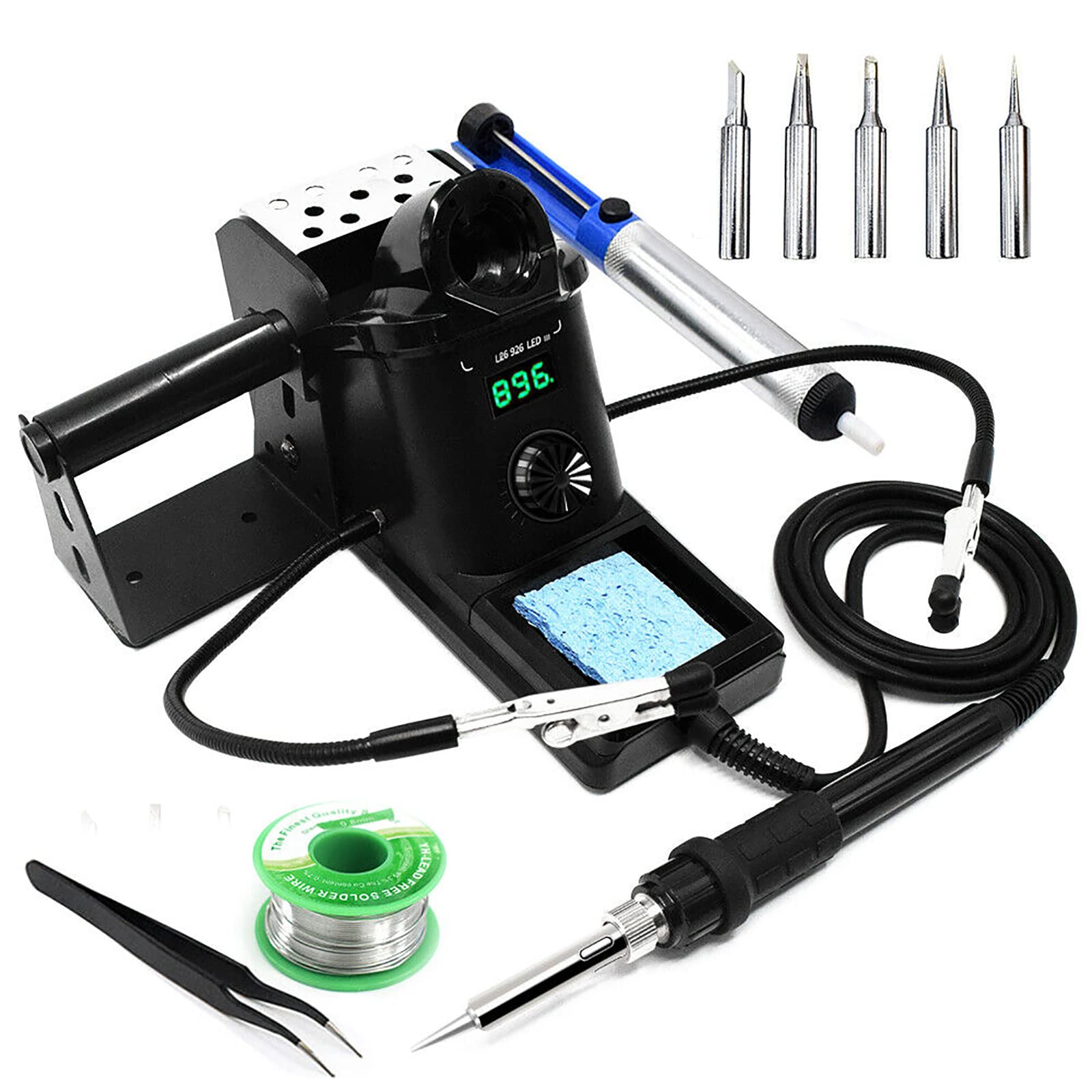 Estación de soldadura profesional de 60 W, con pantalla LED, 90 °C ~ 480 °C, control de temperatura ajustable, juego de soldador para escuelas, laboratorios, hobby.