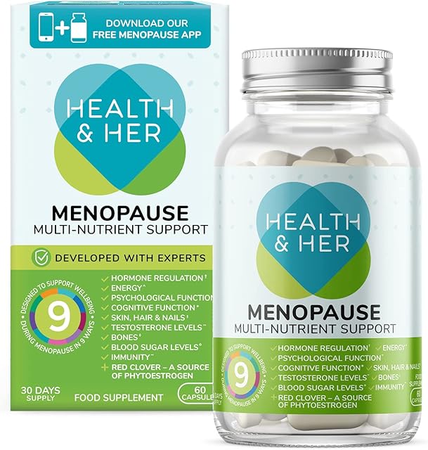 Health & Her Menopause Multi-Nutrient Support - for Wellbeing During Menopause - 1 Month Supply of Menopause Supplements - 60 Tablets - Vegan