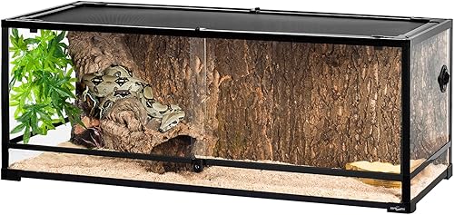 Miniatura 10 de REPTI ZOO Puerta corredera de cristal con ventilación para reptiles de 67 galones, gran terrario, con apertura frontal, para reptiles, terrario