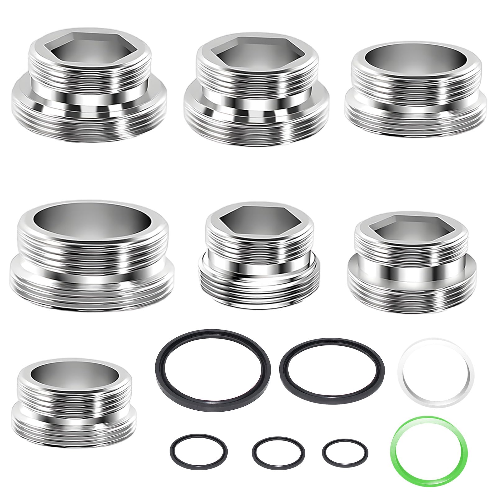 Set 7 Adattatori Per Rubinetto Da Giardino In Rame - Filettatura Esterna Con 14 Guarnizioni, Per Tubo, Lavello, Filtro - 6