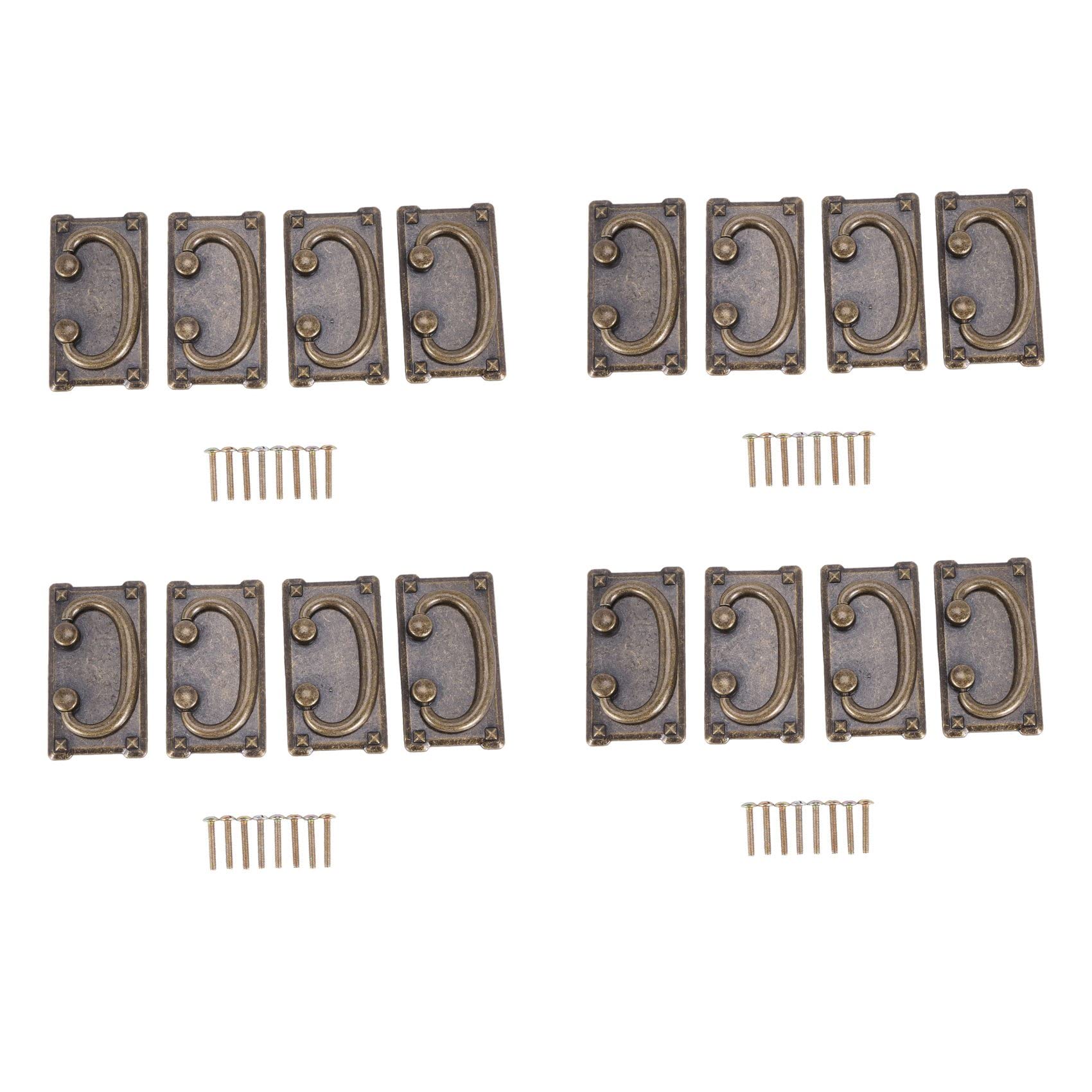 Jnchdghwa 16Pcs Vintage Antique Bronze Drawer Ring Pull Handles, Cabinet Door Furniture Handle Decoration