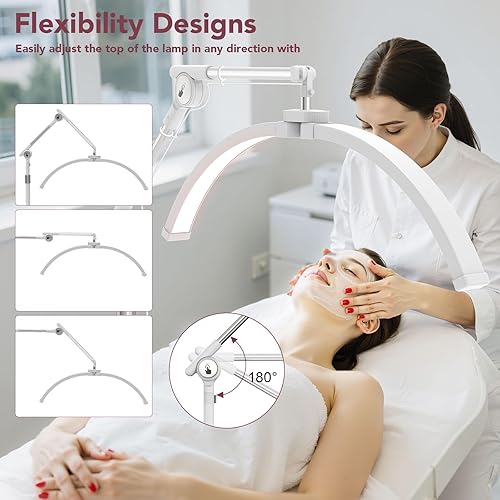 Miniatura 2 de iVict Luz de media luna, luz de pestañas de 27.5 pulgadas para tecnología de pestañas, lámpara de pestañas de altura y ángulo ajustables con soporte