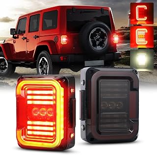 M MIBAHE LED Tail Lights Smoked Lens Compatible with Jeep Wrangler JK JKU 2007-2018, Built in EMC with 20W Reverse Light