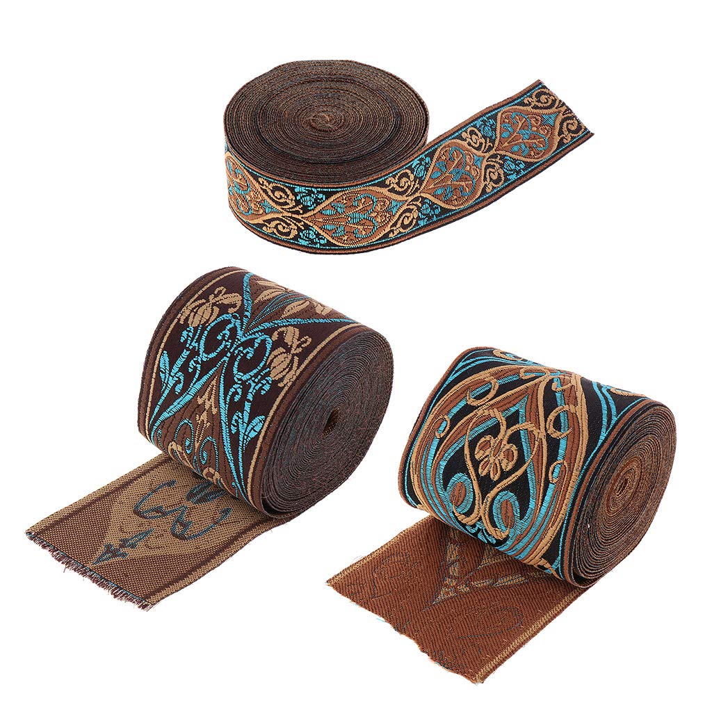 Juego de 10 cintas de tela jacquard de 5 m para costura y manualidades, 3 cm, color azul