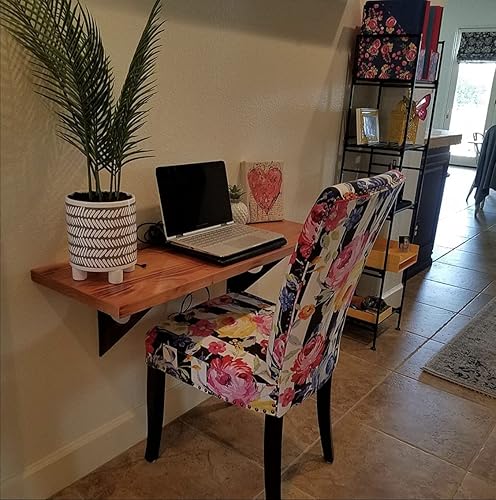 Miniatura 6 de Mesa rústica industrial para montar en la pared, mesa de comedor, mesas de bar de madera de pino para montar en la pared (31 x 14 pulgadas)