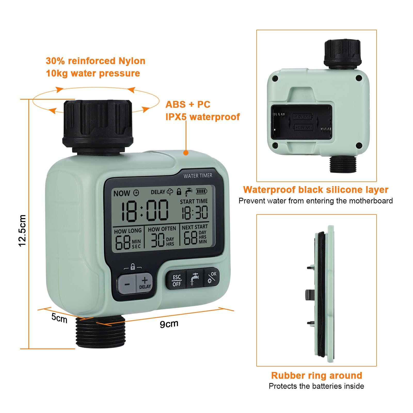 johgee Minuterie Arrosage Automatique pour Jardin, Programmateur d'Arrosage Extérieur, Minuteur Arroseur