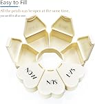 MOLN HYMY Cute Weekly Pill Box 7 Day, Round Floral Pill Case Organizer 1 time a Day, Pill Container Once Daily, Large Medcine Dispenser for Vitamin/Fish Oil/Medication/Supplements (Milky White)