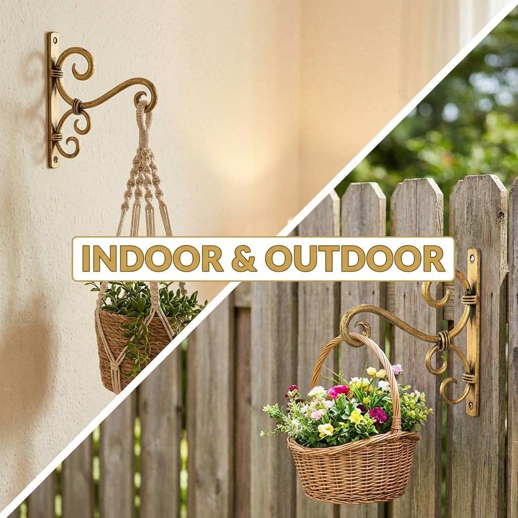 Golden Wall Bracket - Hang Feeders, Chimes & More -6 Golden Wall Bracket - Hang Feeders, Chimes & More -6