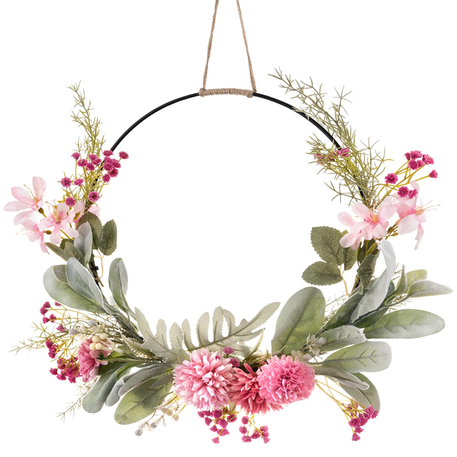 Ghirlanda Primaverile Per Porta Con Rose Bianche - Decorazione Per Esterni E Interni - Foto 10