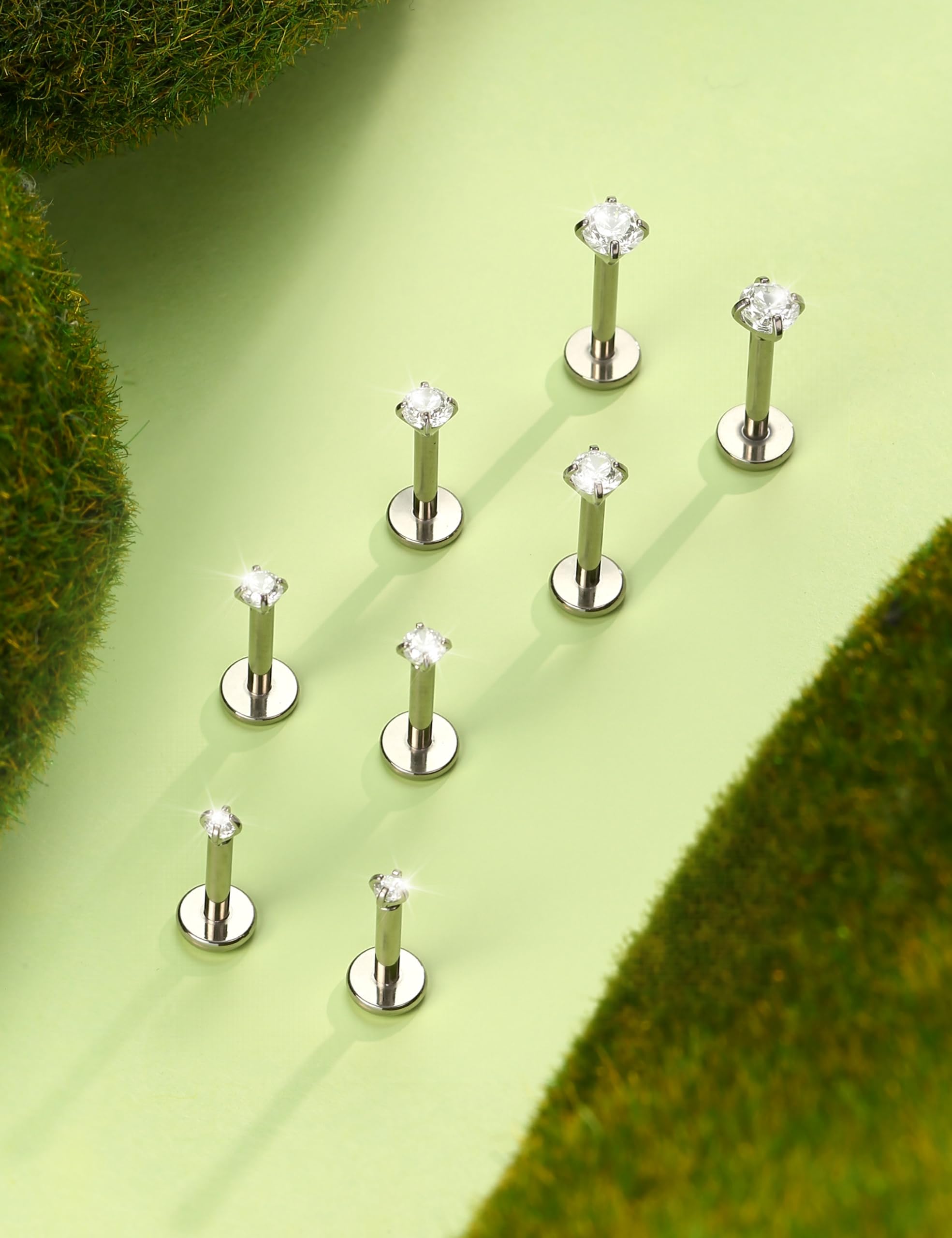 MILACOLATO G23 Implant Grade Titanium Earrings for Women 20G/18G/16G Threadless Flat Back Stud Earrings 14K Gold Plated Tragus Piercing Jewelry Hypoallergenic Push in Helix Cartilage Medusa Piercing Jewelry