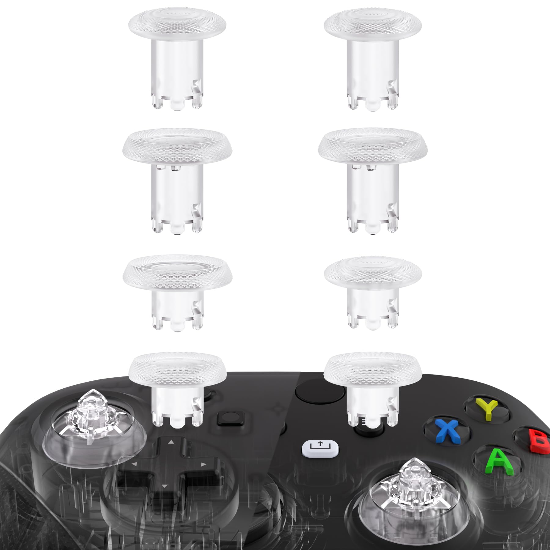 eXtremeRate ThumbsGear V3 Thumbsticks for Xbox Series X/S Controller, Xbox One S/X, Xbox One Elite V1, Interchangeable Joysticks Attachments for Nintendo Switch Pro Controller, Transparent