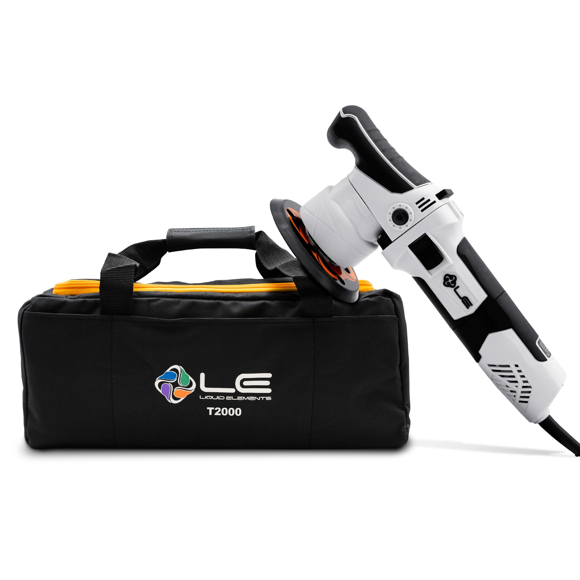 Liquid Elements – Exzenter Poliermaschine Auto T2000 V4 – Poliermaschine 710W inkl. Tragetasche & Kohlebürsten – mit 6 Stufen Drehzahlregulierung