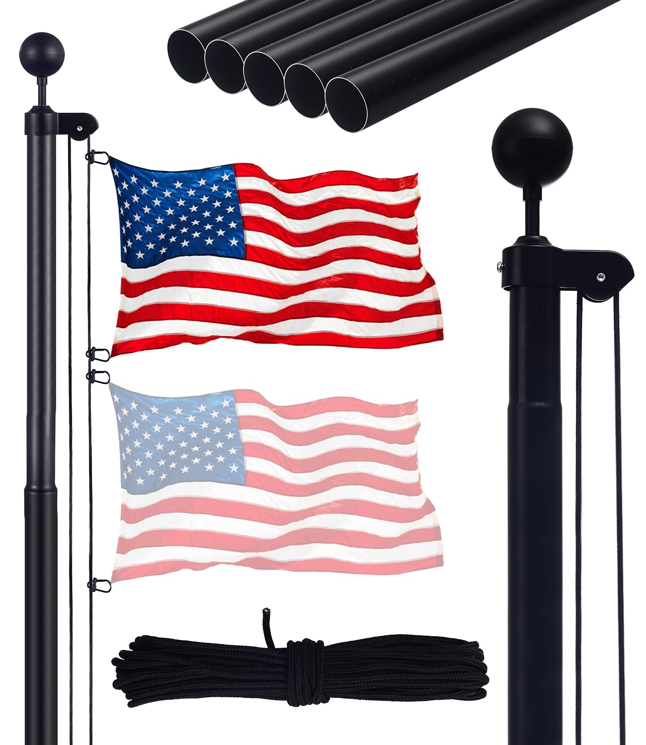 kese 20 FT Sectional Flag Pole Kit, Heavy Duty Residential Flagpole