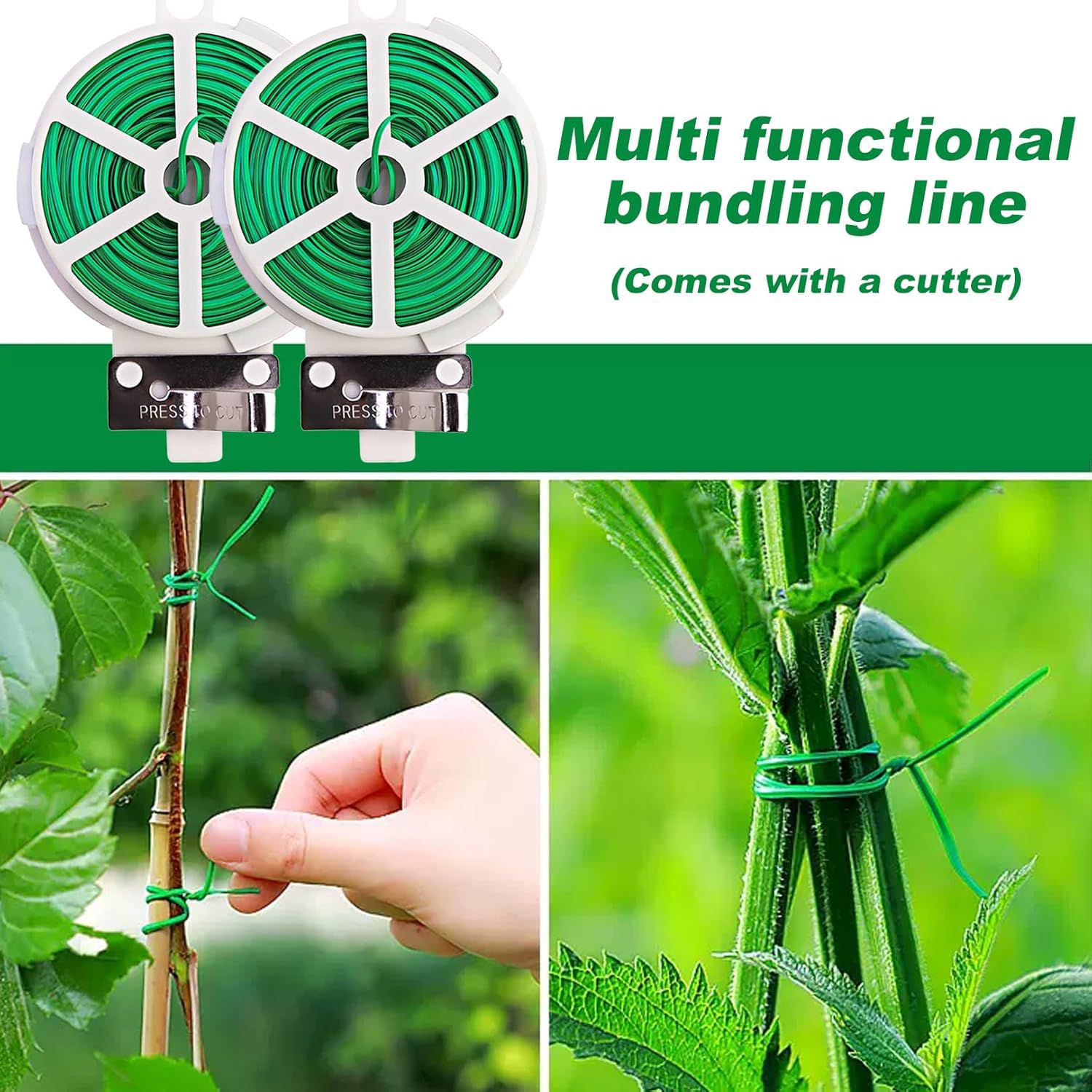 3 Rollen Gartendraht 150m Mit Cutter - PVC Ummantelt Für Pflanzen & Kletterhilfen