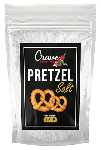 Crave Pretzel grueso sal 1.5 libras bolsa grande para pretzels suaves – cobertura premium totalmente natural de grado alimenticio – para bagels y