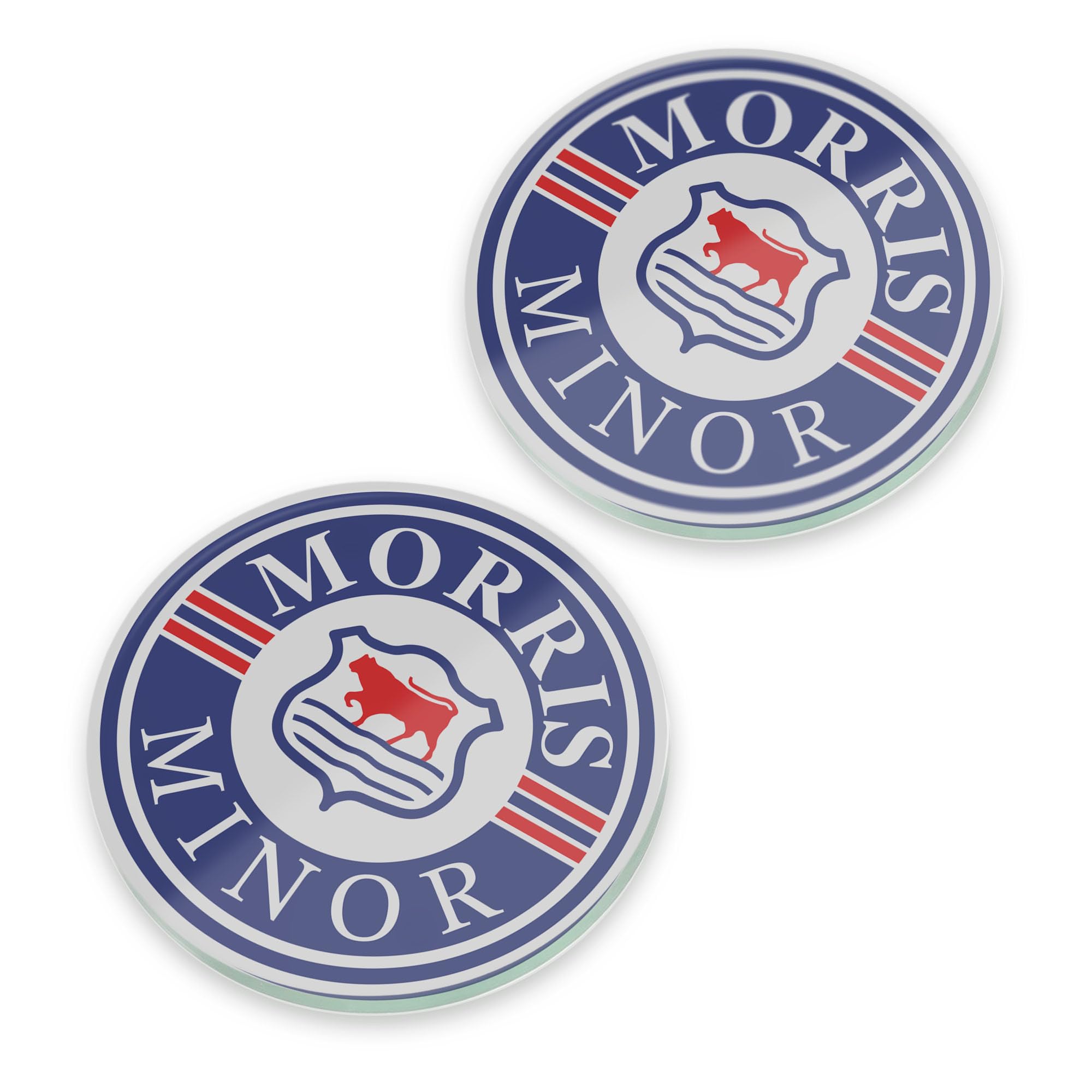 Morris Minor Glass Coaster Set Classic Advert British Car Gift OFFICIAL LICENCED PRODUCT (2, Plain Packaging)