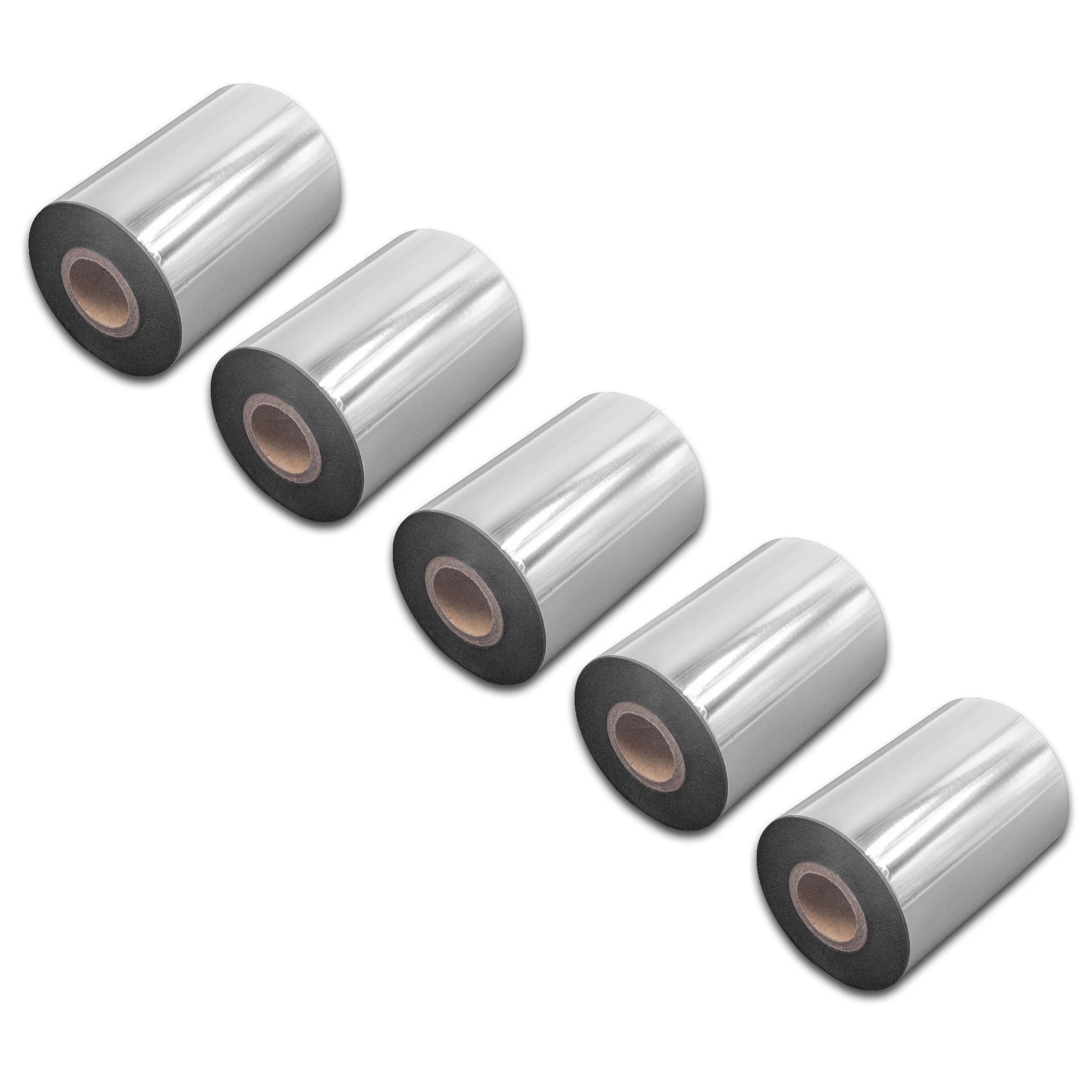 vhbw 5x Ruban transfert thermique compatible avec TSC TE310, TE300, TE210, TTP-2410M imprimante d'étiquette résistante 90mmx300m résine/cire