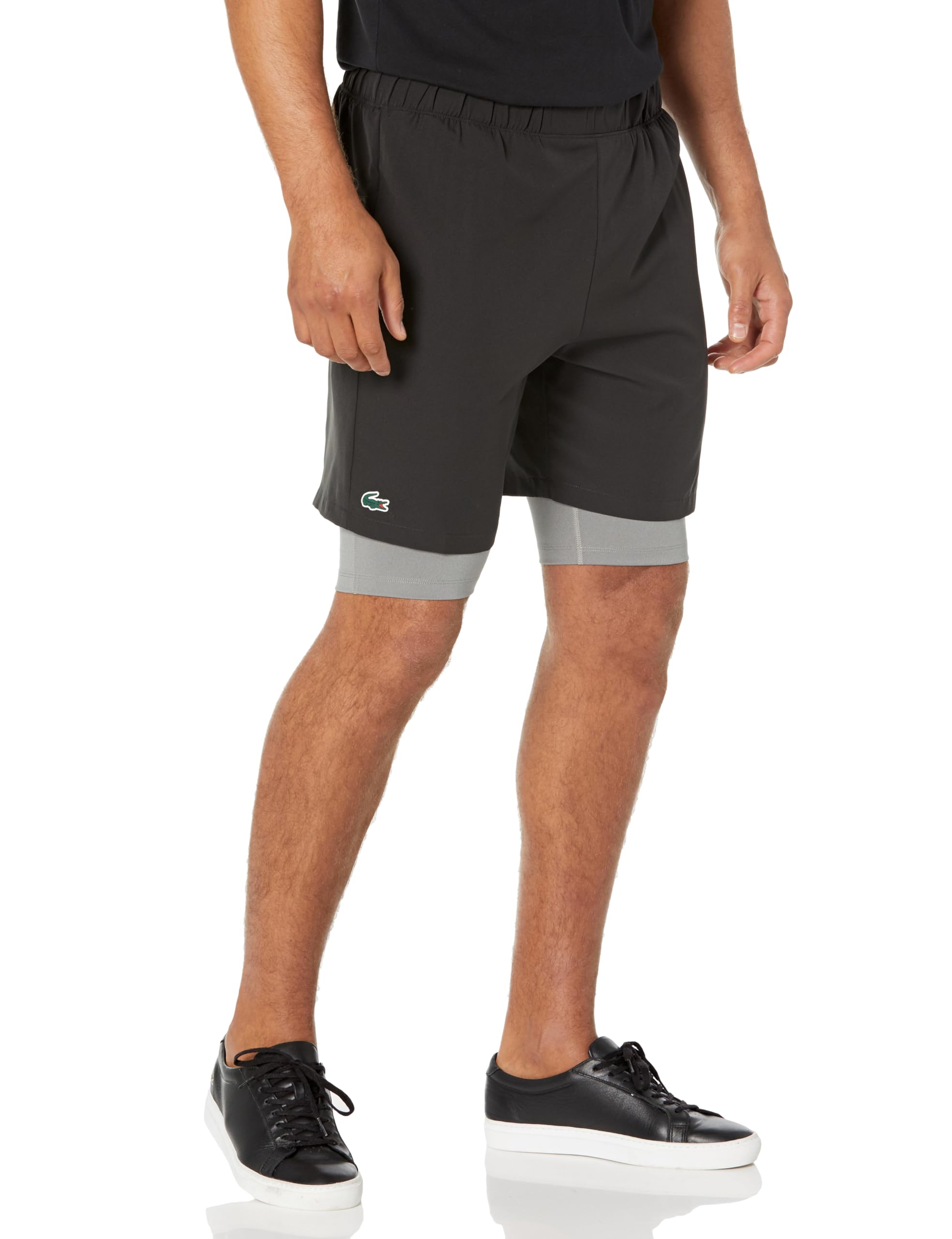 Lacoste Pantalones cortos deportivos de dos tonos para hombre con pantalones cortos integrados