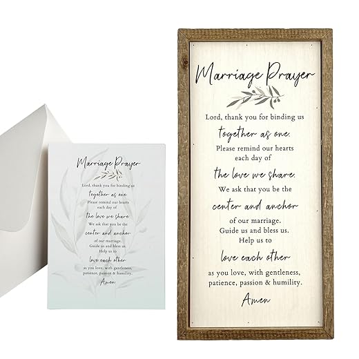 Marriage Prayer Wood Wall Decor Gift Bundle - Classy Wedding Gifts, Made in the USA 6 x 12 Wood Plaque, Ideal Gift For Couples, Kingdom Quality