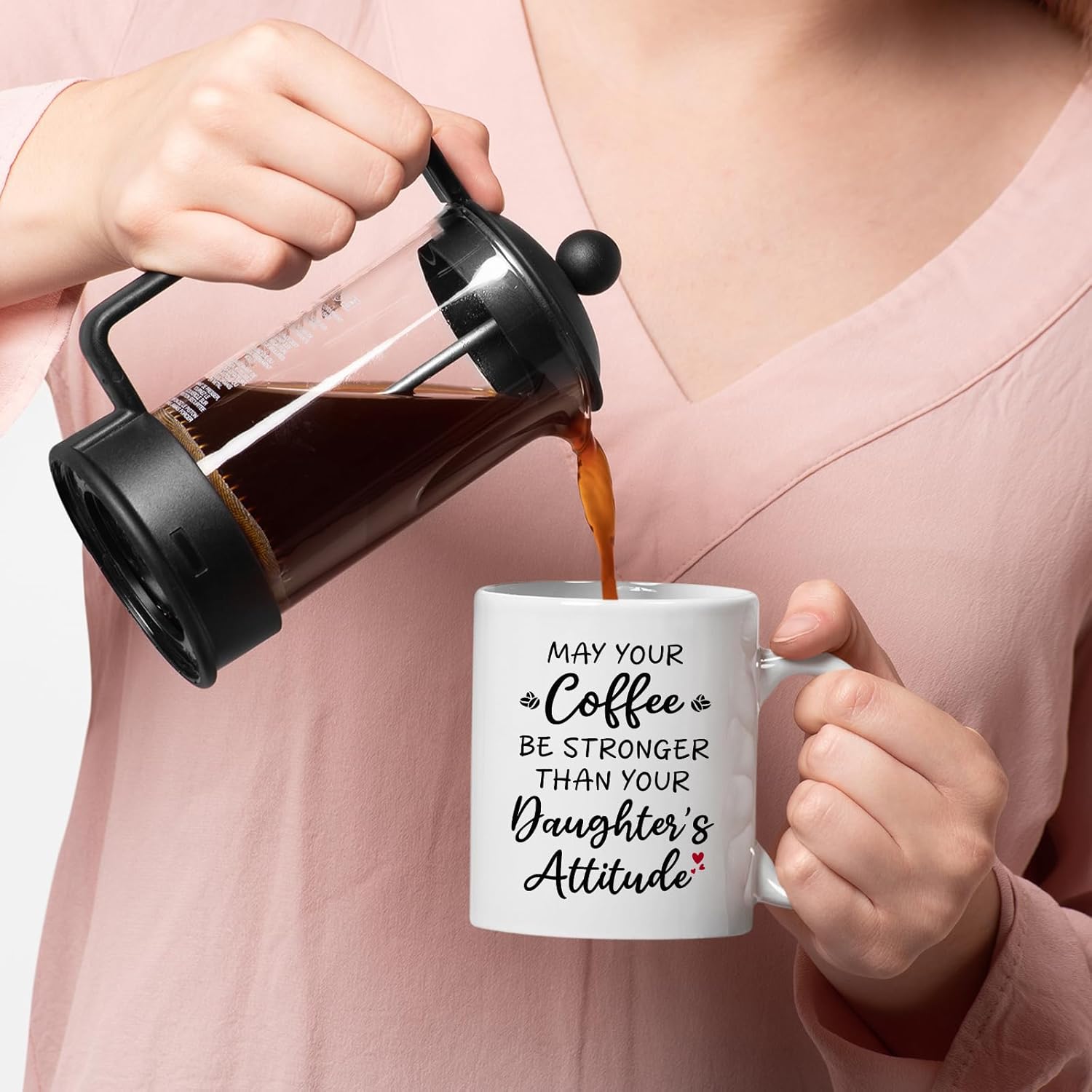 Parent Mug - May Your Coffee Be Stronger Than Your Daughters Attitude - Funny Mom Dad Mother Father Gift Idea For Mens and Womens White 11oz Ceramic Coffee Mug - Image 5