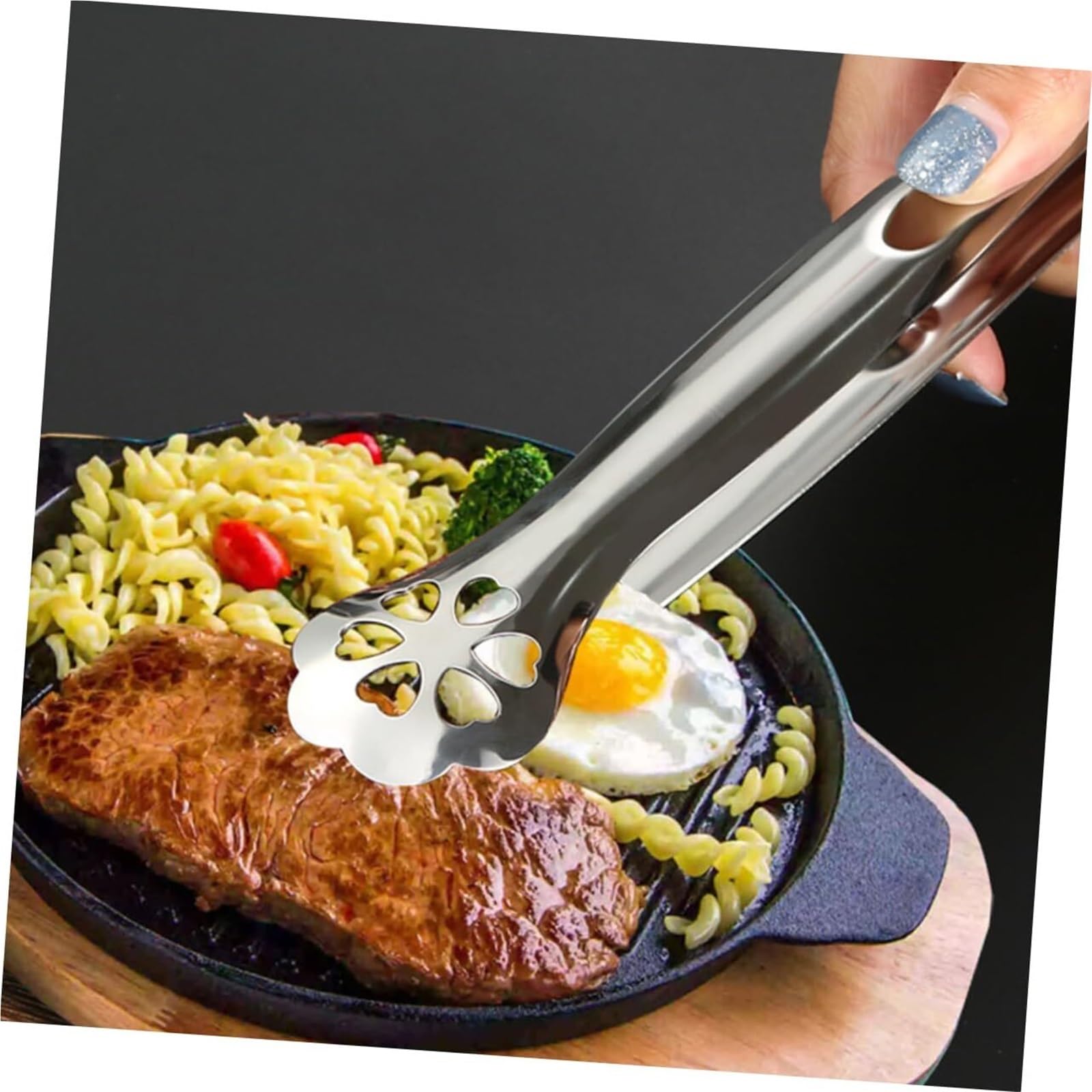 Szczypce Grilla Szczypce Do Grilla Ze Stali Nierdzewnej 304 Naczynia Kuchenne Metalowe Chleba Makaronu Kuchenne(Blue,Silver)