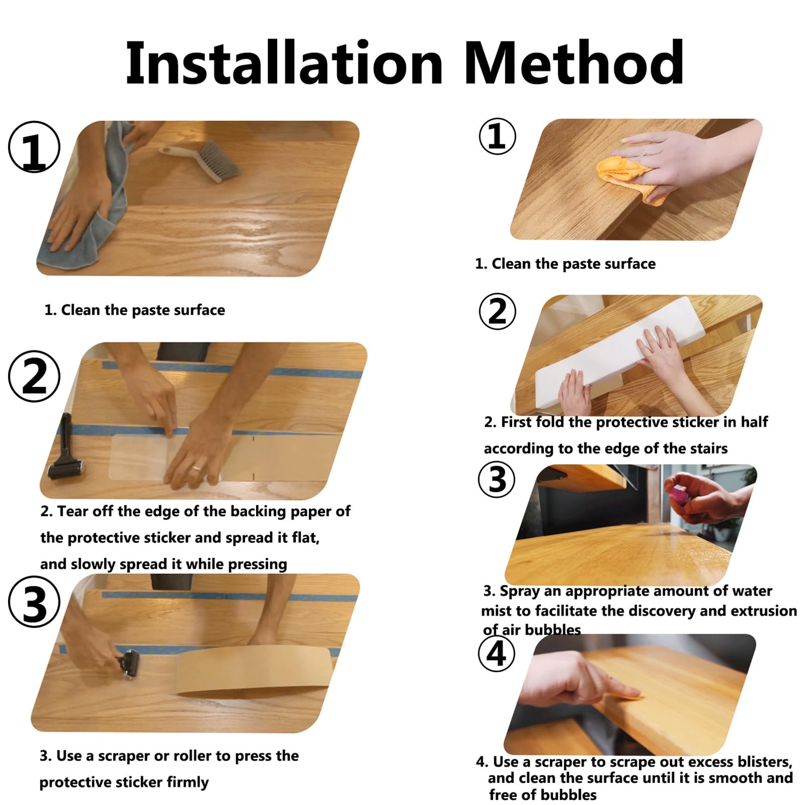 Cinta antideslizante transparente para peldaños de escalera para interiores, tiras de agarre de tracción transparentes con respaldo adhesivo para seguridad en escaleras, 1 paquete